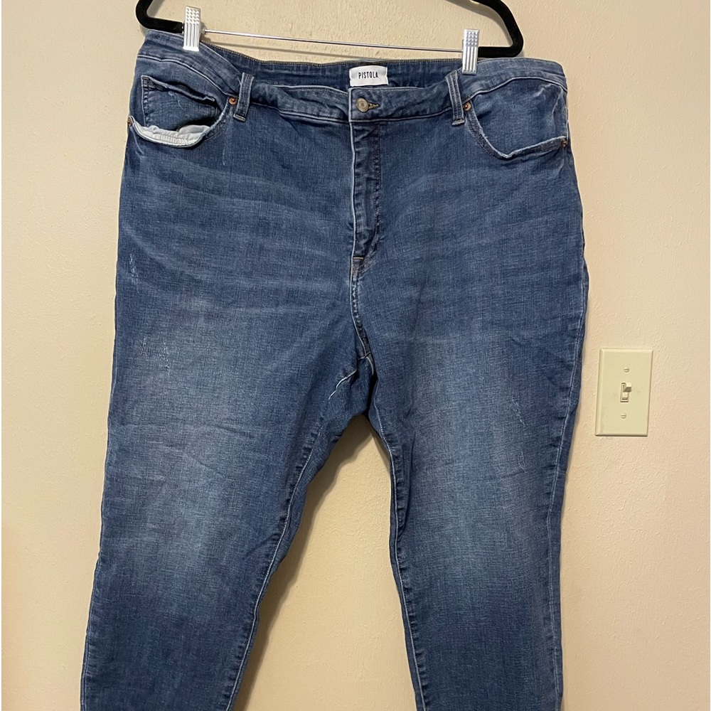 PISTOLA High Rise Skinny Jeans Raw Hem  Size 22W